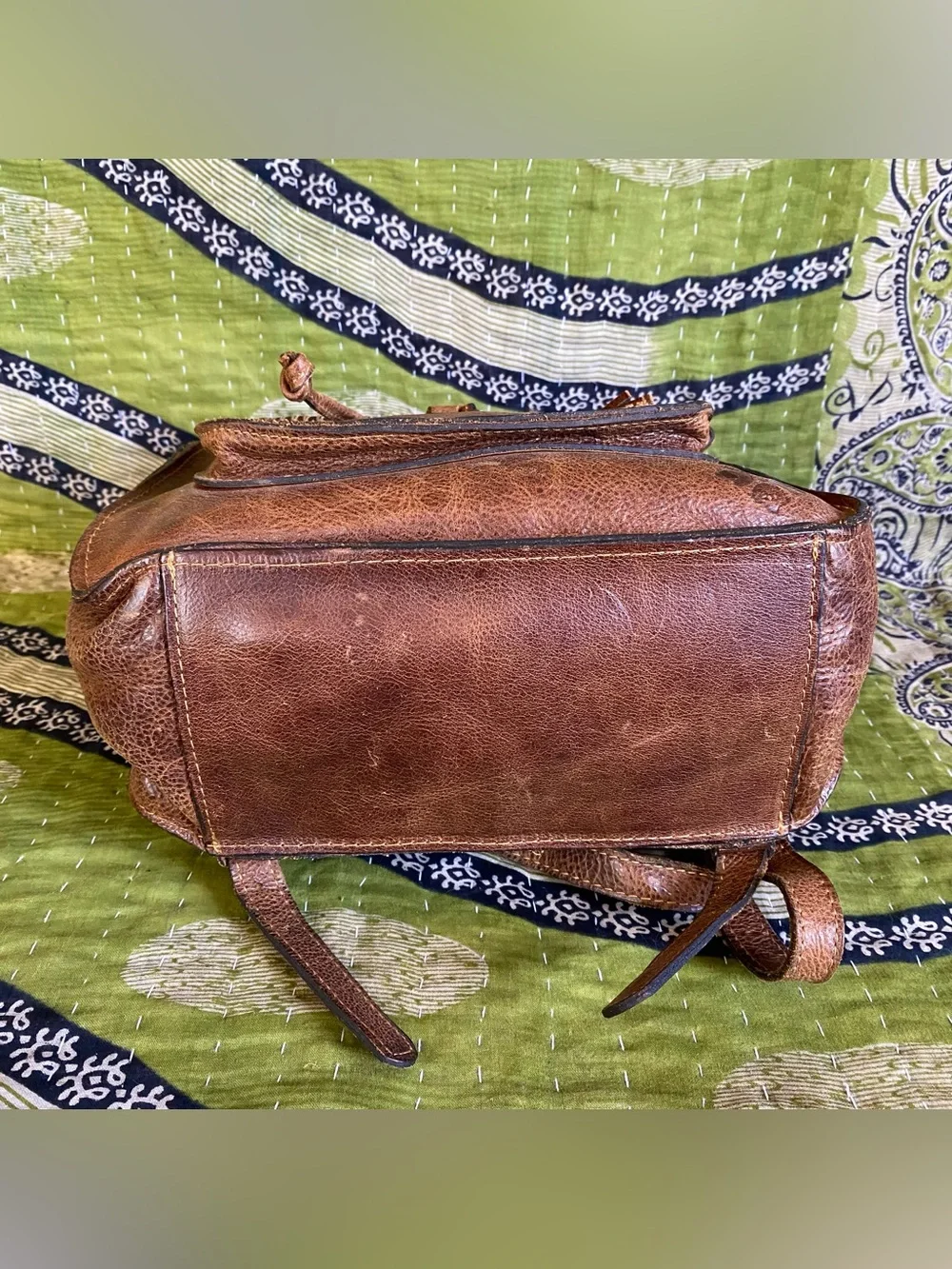 Patricia Nash Distressed Cognac Jovanna Embossed Leather Backpack Western Boho